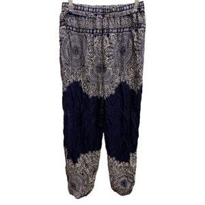 Lofbaz Mandala Side Slit Joggers/Swimsuit Coverup in Blue